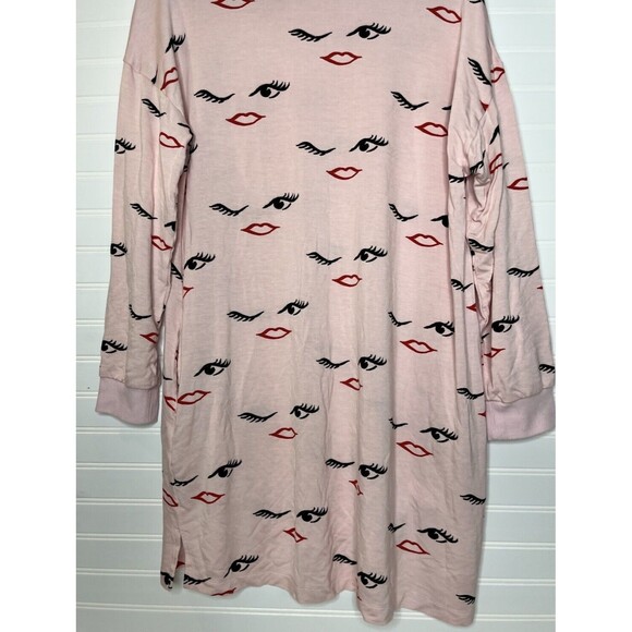 KATE SPADE Sleep Shirt Womens Large Pink & Black Wink Nightshirt Nightgown - Picture 3 of 12
